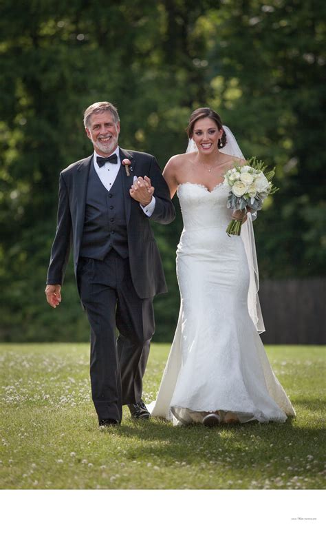 Dad Walking Bride Down Aisle Outdoor Wedding Ceremony Kelly Vasami Photography Westchester
