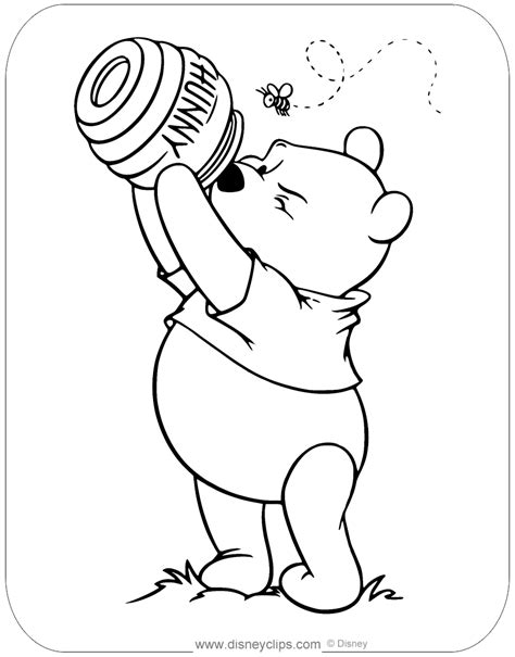 Pooh Eating Honey Coloring Pages Coloring Pages