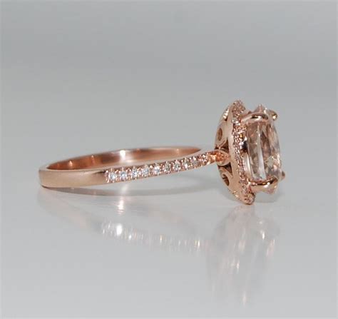 Sale Rose Gold Engagement Ring Peach Sapphire Diamond Ring Etsy