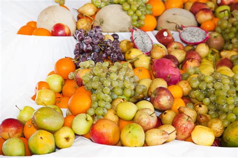 Display Of Assorted Colourful Ripe Tropical Fruit Stock Photo Image