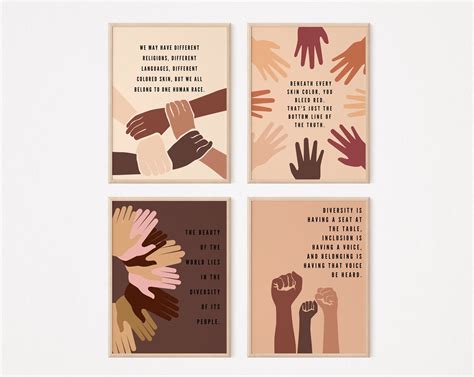 Diversity Inclusion Poster Set Of 4 Diversity Poster Etsy