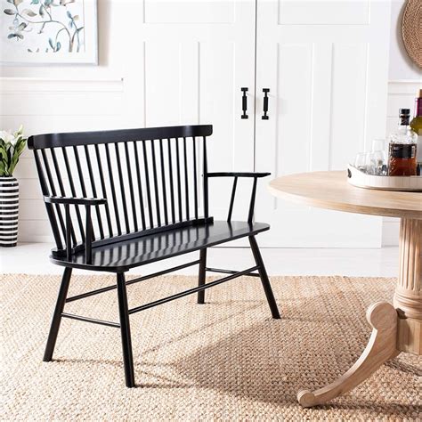 Kirsten 6 piece dining set $595. Spindle-Back-Dining-Bench-With-Back-and-Arms-Black-Wood ...