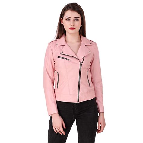 Buy Leather Elite Pink Colour Girls Faux Leather Jacket For Roadies Woman At