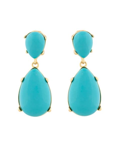 Turquoise Resin Cabochon Drop Clip Earrings Kenneth Jay Lane Halsbrook