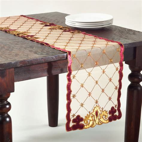 Embroidered Velvet Table Runner Tassels Table Runner Home