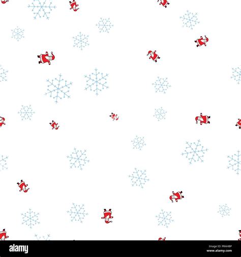 Santa Claus And Snowflake Seamless Pattern Isolated On A White