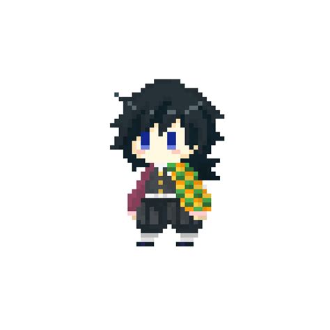 Demon Slayer Giyuu Tomioka Chibi Pixel Art Anime Pixe