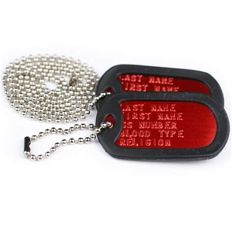 Type 2 dog tag format: Red Military Dog Tags - Custom Embossed Tags with Steel ...