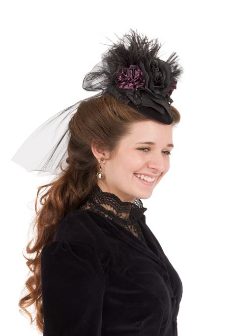 Mary Angela Hat Black Velvet Hat Wlarge Black Rose And Choice Of Black