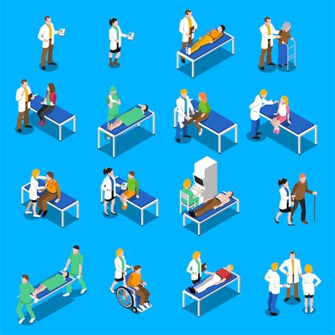 Free Vector Doctor Patient Communication Isometric Icons Set