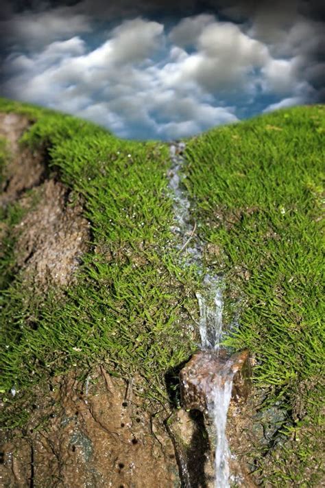 Waterfall Over Green Moss Stock Image Image Of Smooth 41114251