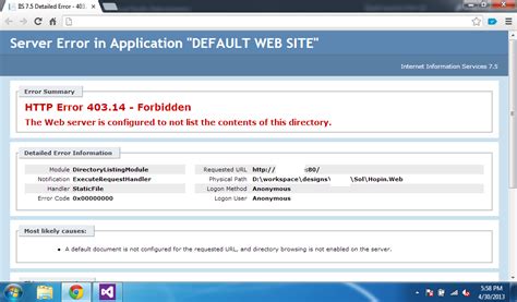 Dicas E Tutoriais Error 403 14 Forbidden Mvc Net Windows 8