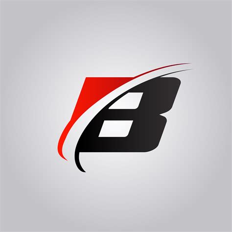 Initial B Letter Logo With Swoosh Colored Red And Black 587597 Vector