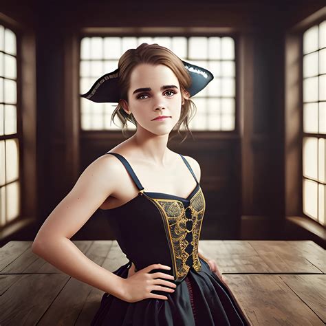 A Bold Full Body Pose Of Emma Watson Smiling In Pirate Suite Arthub Ai