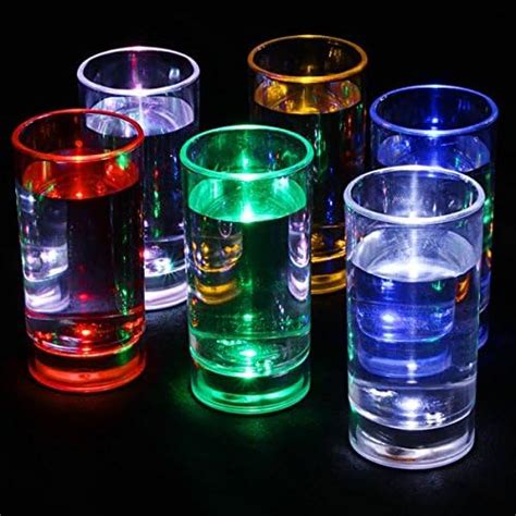 Bar Drinkstuff Liquid Activated Flashing Shot Glasses 2 1oz 60ml Pack Of 6 Light Up Shot