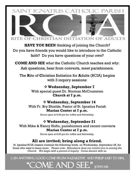 Want To Join The Catholic Church Find Out How St Ignatius Parish