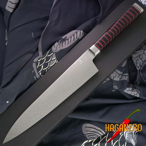 Gyuto Japanese Kitchen Knife Ryusen Hamono Houenryu Black And Red He 2