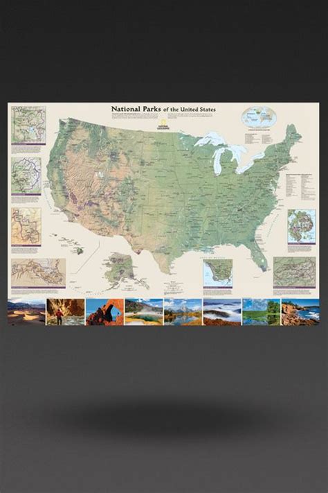 Image Of United States National Parks Wall Map In One Color National