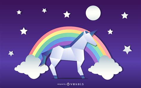Origami Unicorn Illustration Design - Vector Download