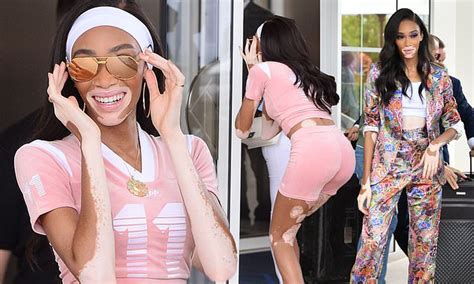 Winnie Harlow Flashes Her Abs In A Pink Crop Top Before Slipping Into A