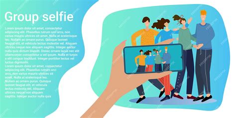 Premium Vector Group Selfie People Take Pictures Of Each Other Using A Smartphone The Concept