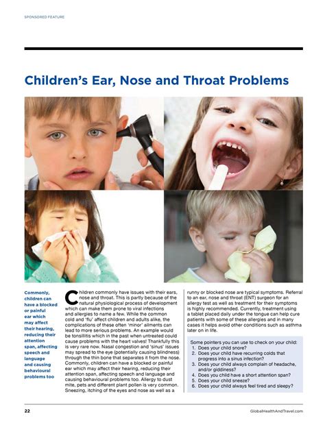 Childrens Ear Nose And Throat Problems Mwh Medical