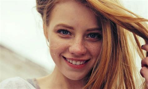 women redhead freckles face blue eyes looking at viewer smiling hd wallpaper rare gallery