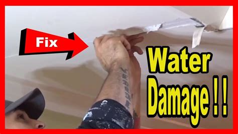 Until the experts arrive, find the source of leakage and temporarily stop it. How to fix a water damaged ceiling - YouTube