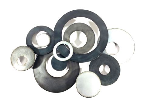 Metal Wall Art Charcoal Linked Circle Disc Abstract