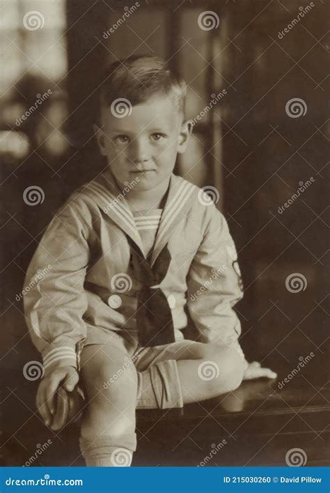 Young Boy In The 1920s Posing For A Studio Picture In A Sailor Like