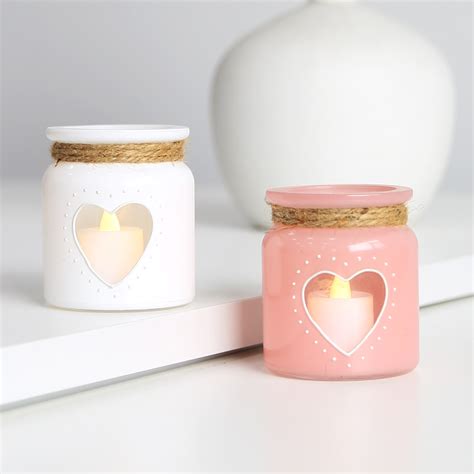 Cute Heart Shape Crystal Candle Holder Customized Votive Candle Holder