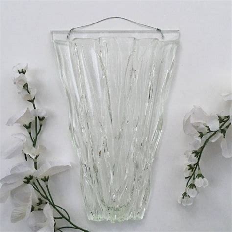 Med Large Clear Grass Wall Art Fused Glass Wall Vase Glass Pocket Wall Vase Fused Glass