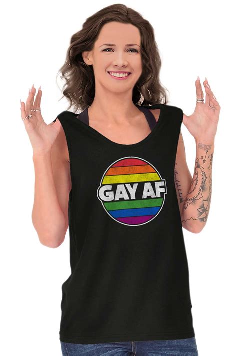 Gay Rainbow Pride LGBTQ Queer Lesbian Gift Tank Top T Shirts Tees Men