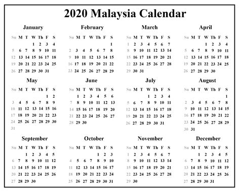 2022 Calendar Printable With Holidays Malaysia Calendar Template 2022