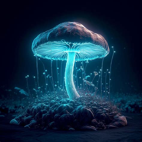 Bioluminescent Mushroom Art Digital Download Psychedelic Decor Etsy