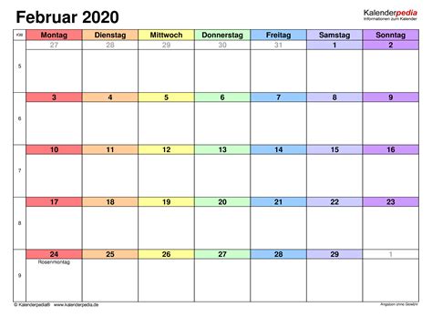 A calendar is a system of organizing days for social, religious, commercial, or administrative purposes. Kalender Februar 2020 als PDF-Vorlagen