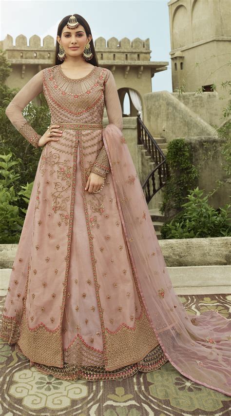 Pakistani Bridal Anarkali Dresses Peach Colour Gown Design Latst Style