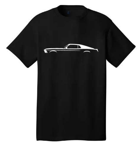 1969 Ford Mustang Fastback Silhouette T Shirt Muscle Car Classic Boss
