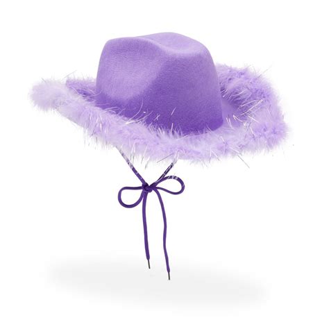 Purple Feather Cowboy Hat For Men And Women Adult Costume Cowgirl