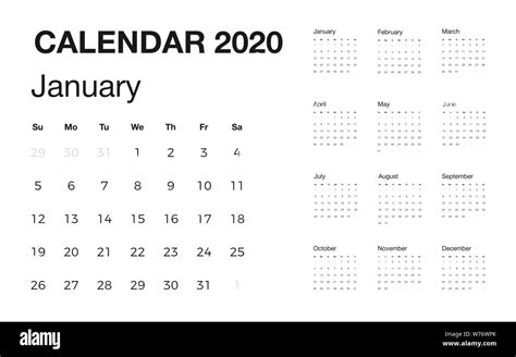 Minimalistischer Schreibtisch Kalender 2020 Jahr Design Von Kalender