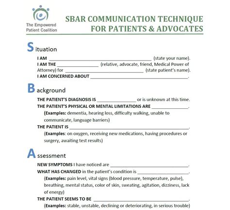 Inpatient Sbar Communication Form For Patient And Families Patient
