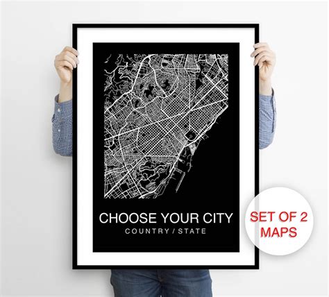 Custom City Map Custom Map Art Custom Map Print Custom Map Etsy