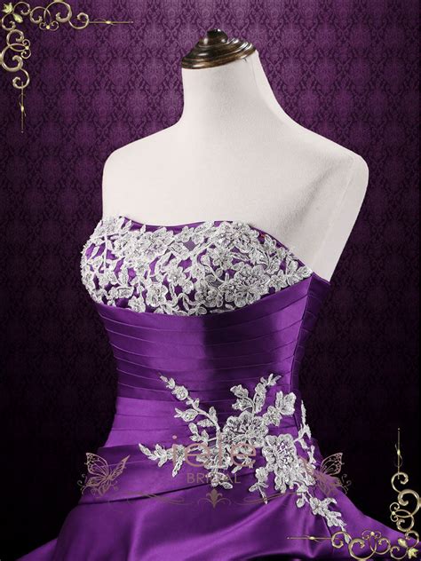 Unique Purple Lace Ball Gown Wedding Dress With Ruffles Viola Ieie
