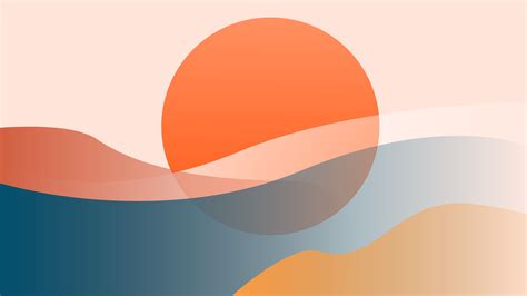 Wallpaper Sun Orange Circle Abstract Minimalism Wavy Lines
