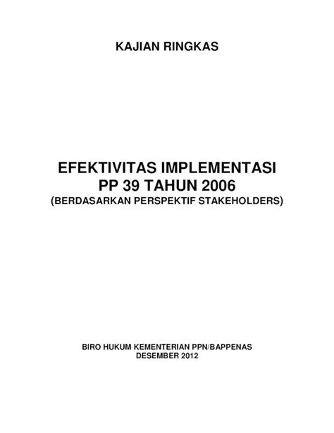 PDF Efektivitas Implementasi Pp 39 Tahun 2006 Berdasarkan Perspektif