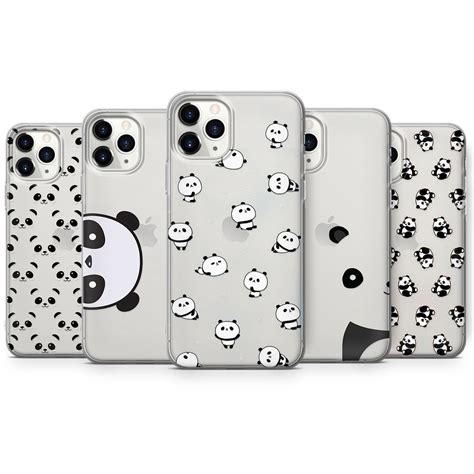 Cute Panda Phone Case Clear Cover For Iphone 11 12 7 8 X Etsy