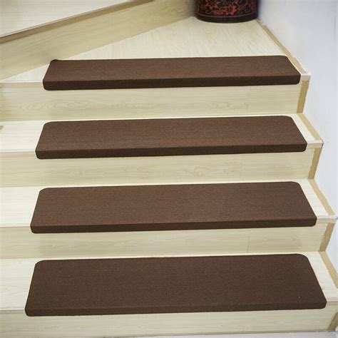 5pcs Solid Color Stair Carpet Sets Slip Resistance Stair Brown Mats