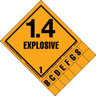 Hazard Class 1 4 Explosive Worded High Gloss Label ICC Compliance