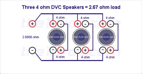 4 ohm wiring diagram go wiring diagram. Subwoofer Wiring Diagrams, Three 4 ohm Dual Voice Coil (DVC) Speakers