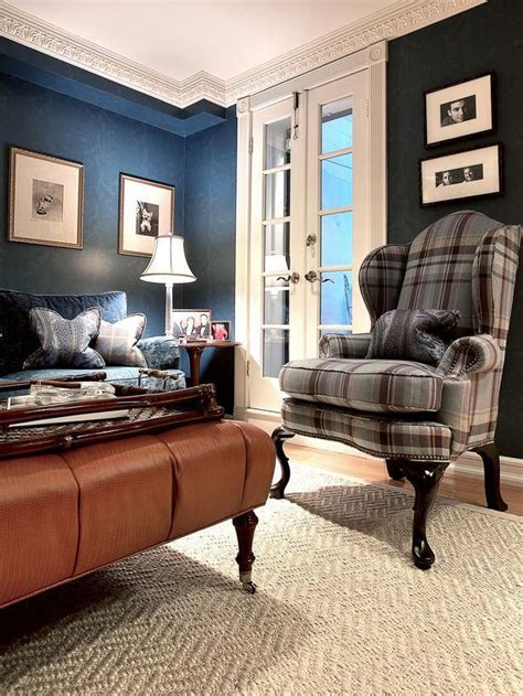 Love The Navy And Super Warm Brown Maybe Navy Couch An Ottoman In